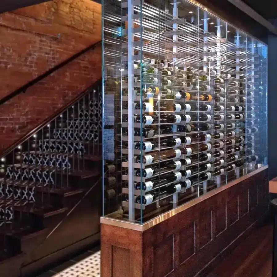 Glass restaurant wine display design inspiration for a Newport Beach hospitality project